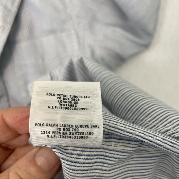 Double RL Ralph Lauren RRL Classic Stripe Long Sleeve Shirt Blue White Men's XS - Picture 7 of 7